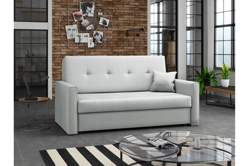 Denegal 2-sits liten bäddsoffa i Plysch - Grå - Möbler - Soffa - Bäddsoffa