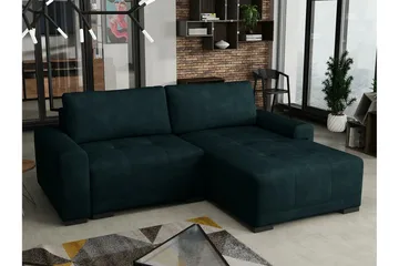 Denegal 2-sits Vänstervänd Bäddsoffa med Förvaring 130x190 cm i Sammet - Grön - Möbler - Soffa - Bäddsoffa