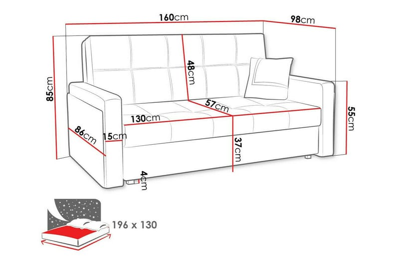 Denegal 3-sits Bäddsoffa NO_BRAND Black - Möbler - Soffa - Bäddsoffa