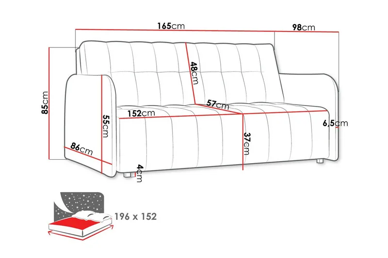 Denegal 3-sits Bäddsoffa NO_BRAND Dark brown - Möbler - Soffa - Bäddsoffa