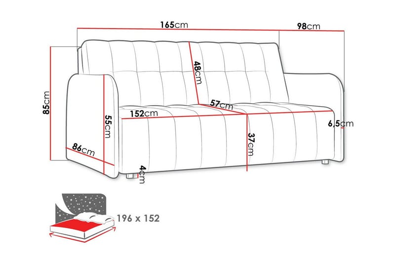 Denegal 3-sits Bäddsoffa NO_BRAND Dark grey - Möbler - Soffa - Bäddsoffa
