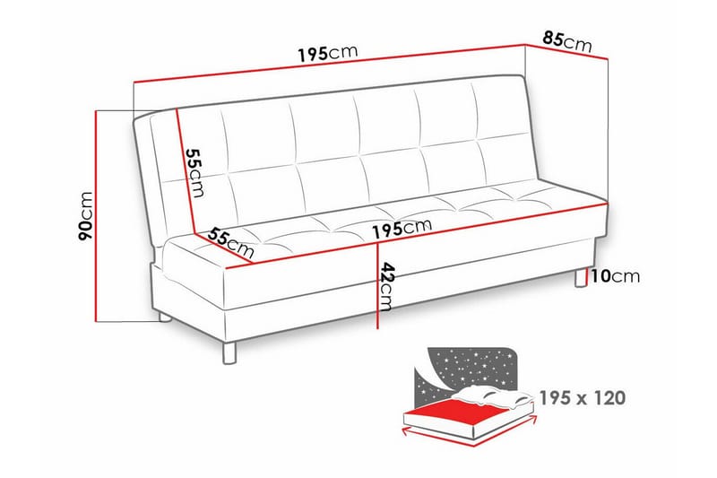 Denegal 3-sits Bäddsoffa - Möbler - Soffa - Bäddsoffa