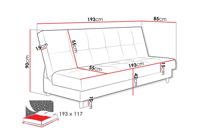 Denegal 3-sits Bäddsoffa - Möbler - Soffa - Bäddsoffa
