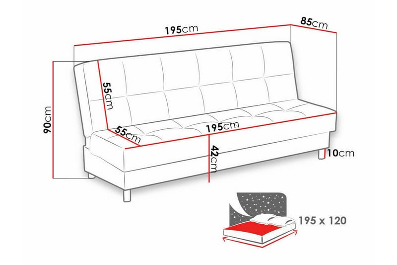 Denegal 3-sits Bäddsoffa - Möbler - Soffa - Bäddsoffa