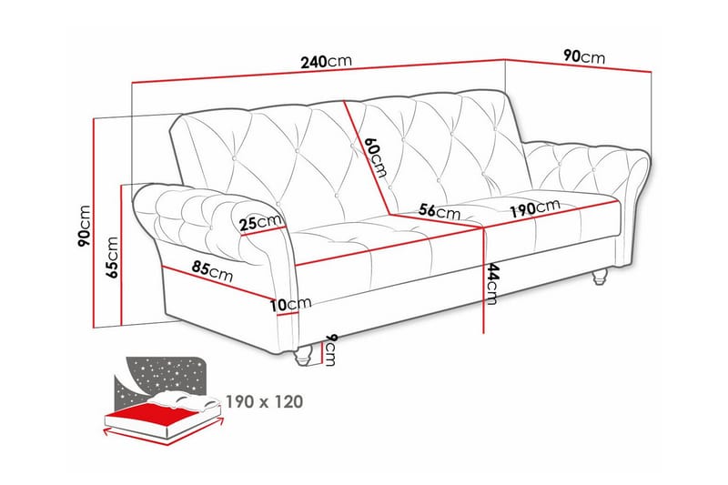 Denegal 3-sits Bäddsoffa - Bäddsoffa - Bäddsoffa 3 sits