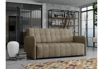 Denegal 3-sits Framåtbäddad Bäddsoffa 152x196 cm med Förvaring i Tyg - Taupe - Möbler - Soffa - Bäddsoffa