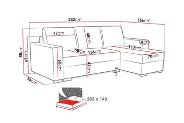 Denegal 3-sits Hörnbäddsoffa - Blå - Möbler - Soffa - Bäddsoffa