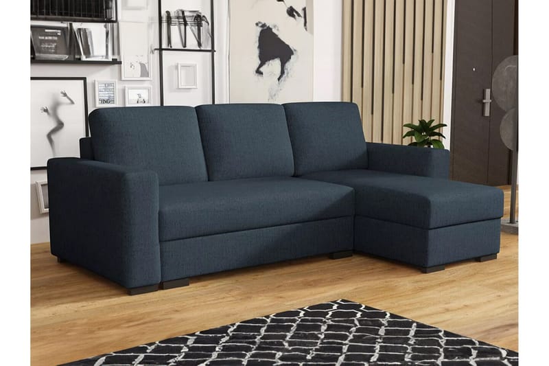 Denegal 3-sits Hörnbäddsoffa - Blå - Möbler - Soffa - Bäddsoffa