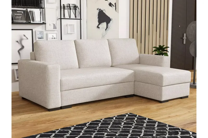 Denegal 3-sits Hörnbäddsoffa - Cream - Möbler - Soffa - Bäddsoffa