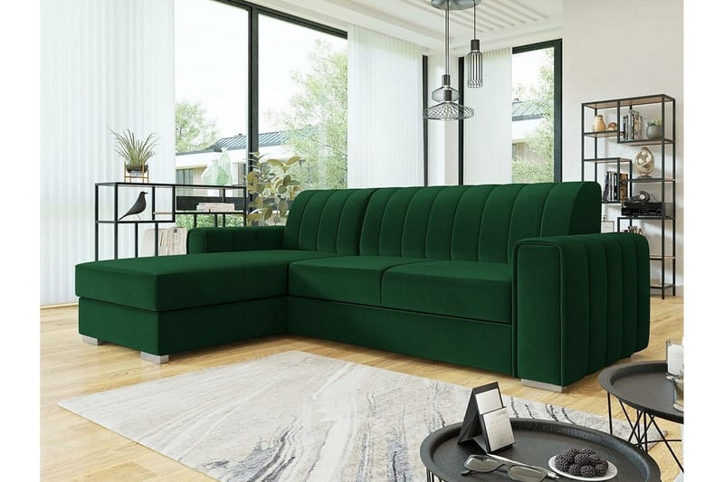 Denegal 3-sits Hörnbäddsoffa Dark green - Möbler - Soffa - Bäddsoffa
