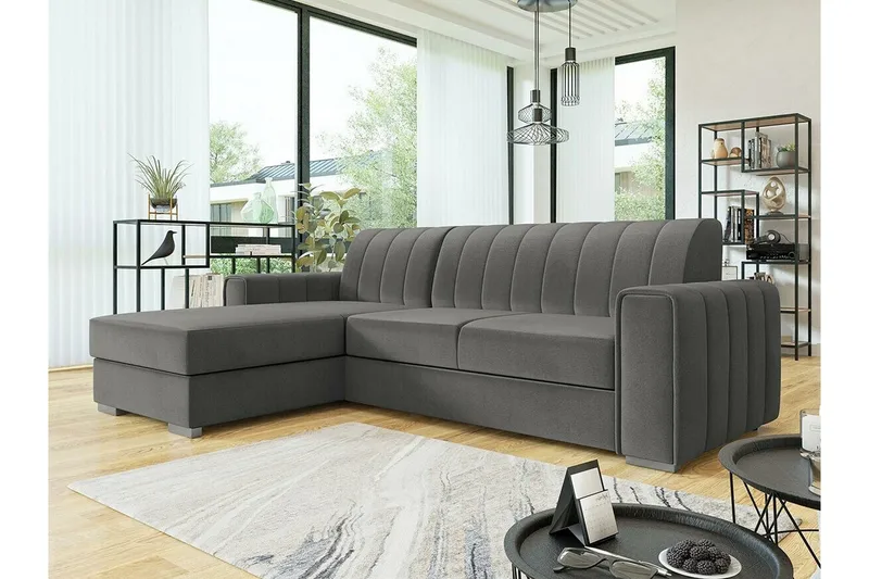 Denegal 3-sits Hörnbäddsoffa Dark grey - Möbler - Soffa - Bäddsoffa