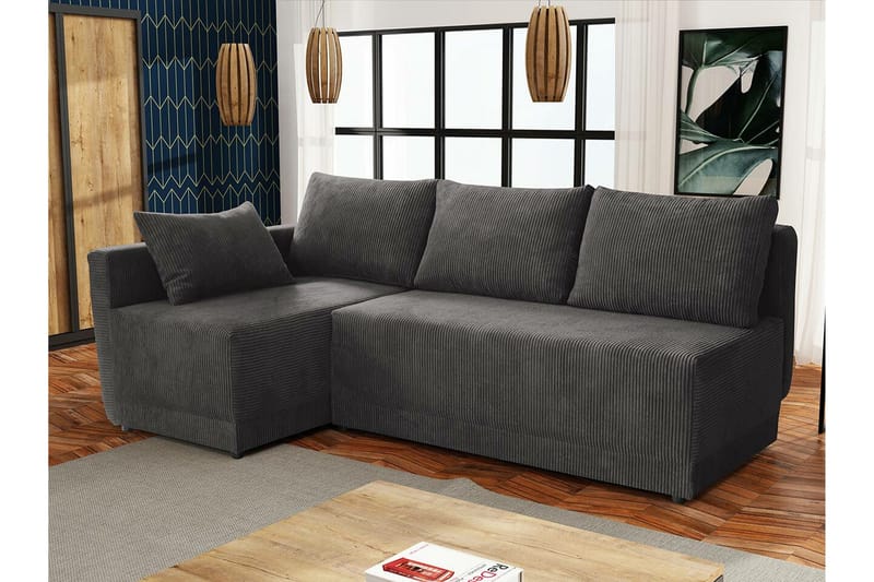 Denegal 3-sits Hörnbäddsoffa Dark grey - Möbler - Soffa - Bäddsoffa