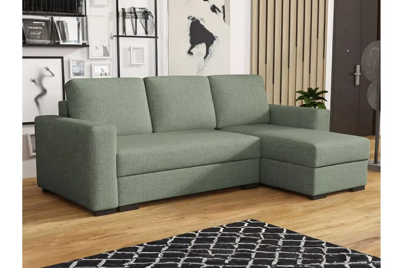 Denegal 3-sits Hörnbäddsoffa - Grön - Möbler - Soffa - Bäddsoffa