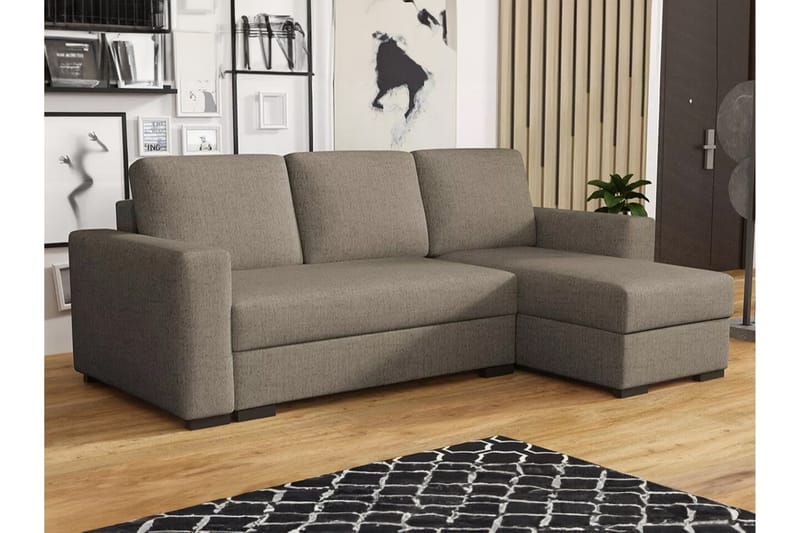 Denegal 3-sits Hörnbäddsoffa - Ljusbrun - Möbler - Soffa - Bäddsoffa