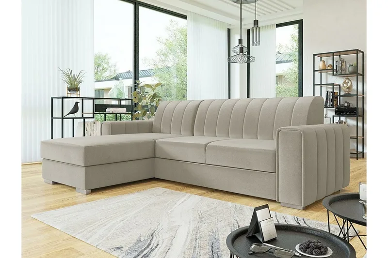 Denegal 3-sits Hörnbäddsoffa NO_BRAND beige - Möbler - Soffa - Bäddsoffa