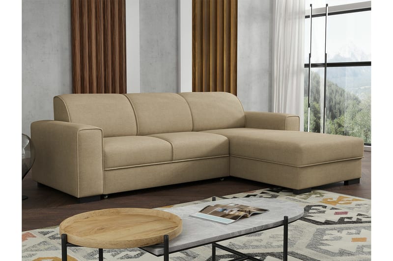 Denegal 3-sits Hörnbäddsoffa NO_BRAND beige - Möbler - Soffa - Bäddsoffa