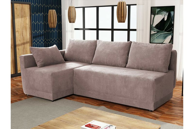 Denegal 3-sits Hörnbäddsoffa NO_BRAND Brown - Möbler - Soffa - Bäddsoffa