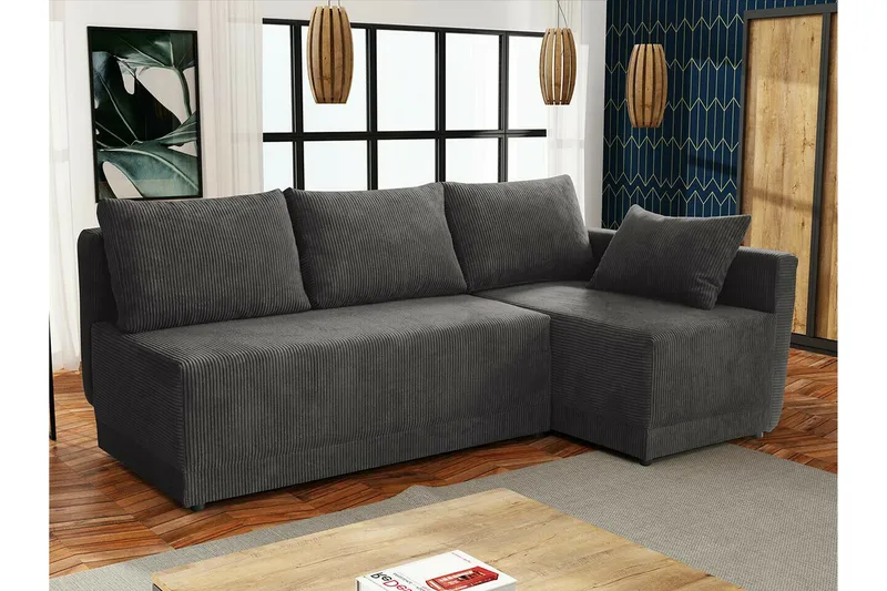 Denegal 3-sits Hörnbäddsoffa NO_BRAND Dark grey - Möbler - Soffa - Bäddsoffa