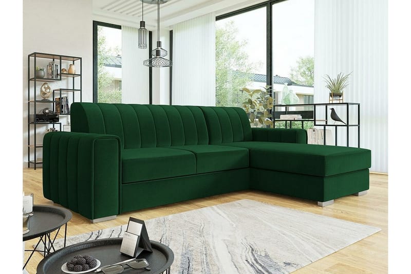 Denegal 3-sits Hörnbäddsoffa NO_BRAND Green - Möbler - Soffa - Bäddsoffa