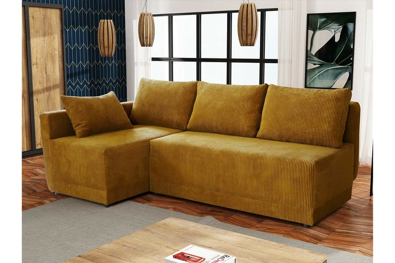 Denegal 3-sits Hörnbäddsoffa NO_BRAND Yellow - Möbler - Soffa - Bäddsoffa