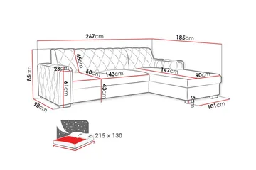 Denegal 3-sits Hörnbäddsoffa - Möbler - Soffa - Bäddsoffa