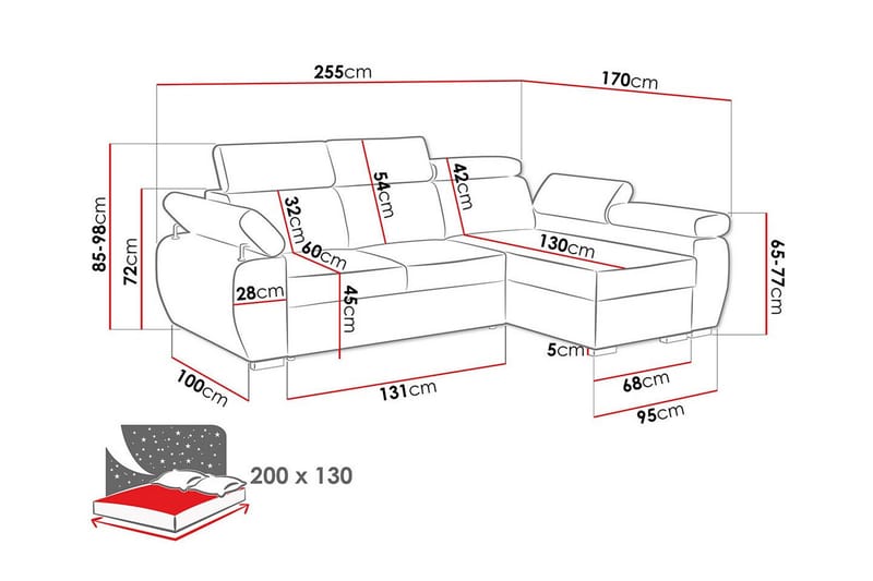 Denegal 3-sits Hörnbäddsoffa - Bäddsoffa - Hörnbäddsoffa