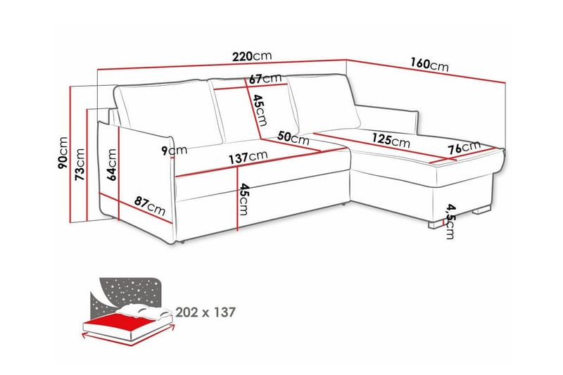 Denegal 3-sits Hörnbäddsoffa - Möbler - Soffa - Bäddsoffa