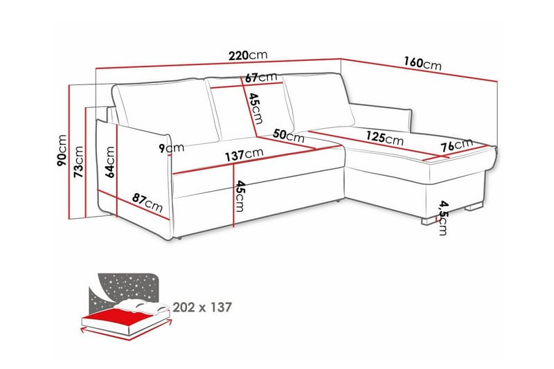 Denegal 3-sits Hörnbäddsoffa - Bäddsoffa - Hörnbäddsoffa