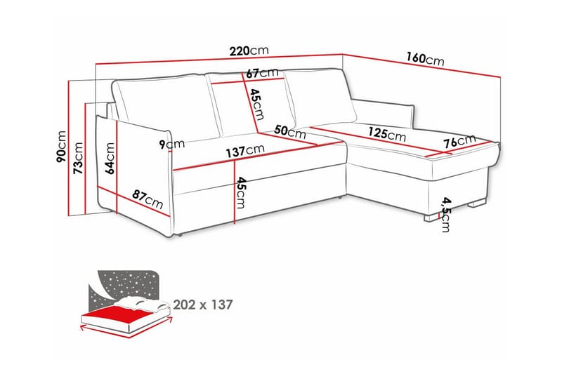 Denegal 3-sits Hörnbäddsoffa - Möbler - Soffa - Bäddsoffa
