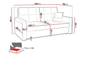 Denegal 3-sits Utdragbar Bäddsoffa 130x196 cm med Förvaring i Konstläder - Svart - Möbler - Soffa - Bäddsoffa