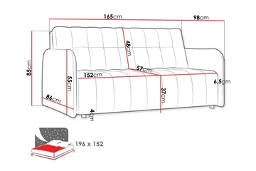 Denegal 3-sits Utdragbar Bäddsoffa 152x196 cm med Förvaring i Tyg - Blå - Möbler - Soffa - Bäddsoffa