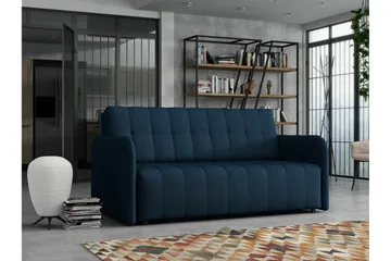 Denegal 3-sits Utdragbar Bäddsoffa 152x196 cm med Förvaring i Tyg - Blå - Möbler - Soffa - Bäddsoffa