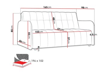Denegal 3-sits Utdragbar Bäddsoffa 152x196 cm med Förvaring i Tyg - Grå - Möbler - Soffa - Bäddsoffa