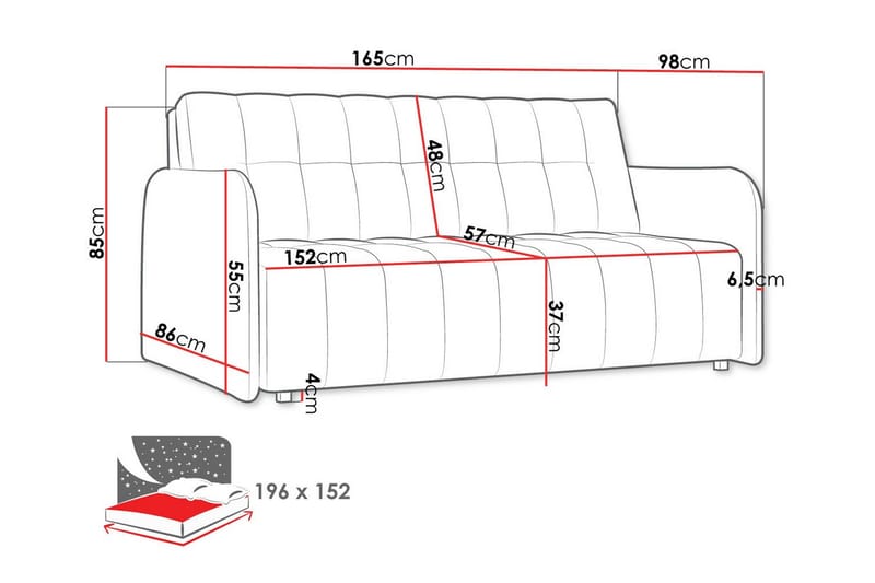 Denegal liten 3-sits Bäddsoffa Framåtbäddad i Mocka - Brun - Möbler - Soffa - Bäddsoffa