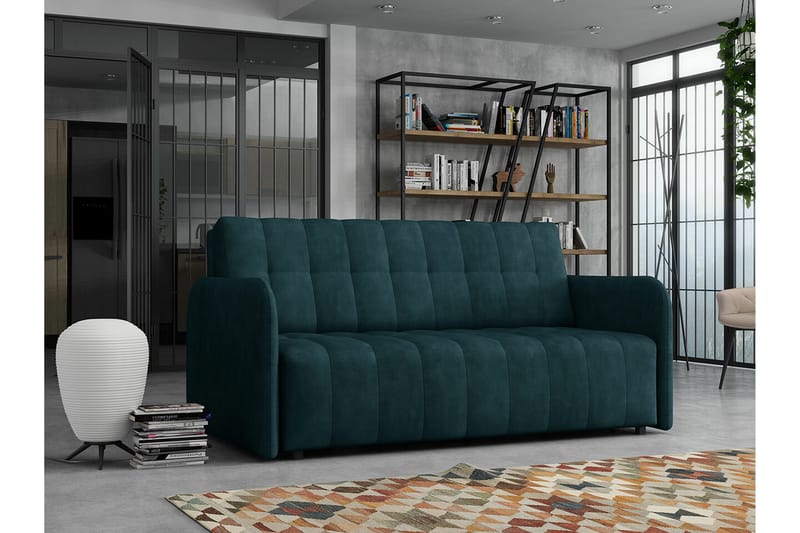 Denegal liten 3-sits Bäddsoffa Framåtbäddad i Mocka - Mörkgrön - Möbler - Soffa - Bäddsoffa