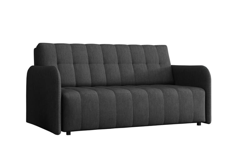 Denegal liten 3-sits Bäddsoffa Framåtbäddad i Plysch, Mörkgrå