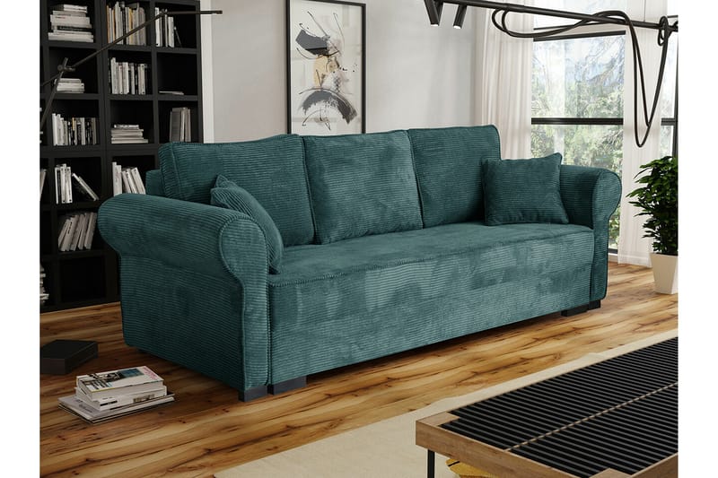 Denegal liten 3-sits Bäddsoffa Längsbäddad i Manchester - Grön - Möbler - Soffa - Bäddsoffa