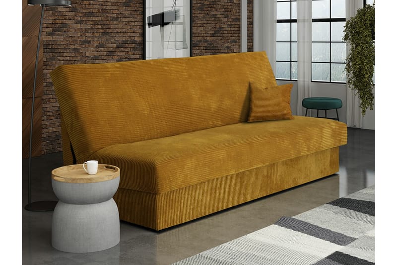 Denegal liten 3-sits Bäddsoffa Längsbäddad i Manchester - Mörkgul - Möbler - Soffa - Bäddsoffa