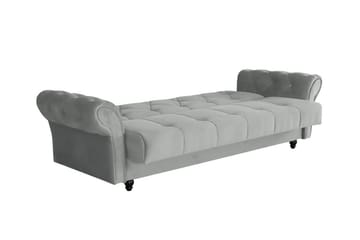 Denegal liten 3-sits Bäddsoffa Längsbäddad i Plysch - Mörkblå - Möbler - Soffa - Bäddsoffa