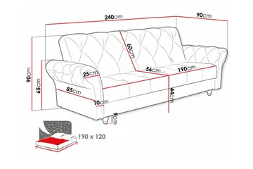 Denegal liten 3-sits Bäddsoffa Längsbäddad i Plysch - Ljusgrå - Möbler - Soffa - Bäddsoffa
