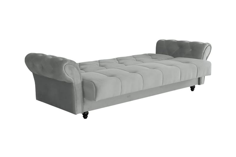 Denegal liten 3-sits Bäddsoffa Längsbäddad i Plysch - Ljusbrun - Möbler - Soffa - Bäddsoffa