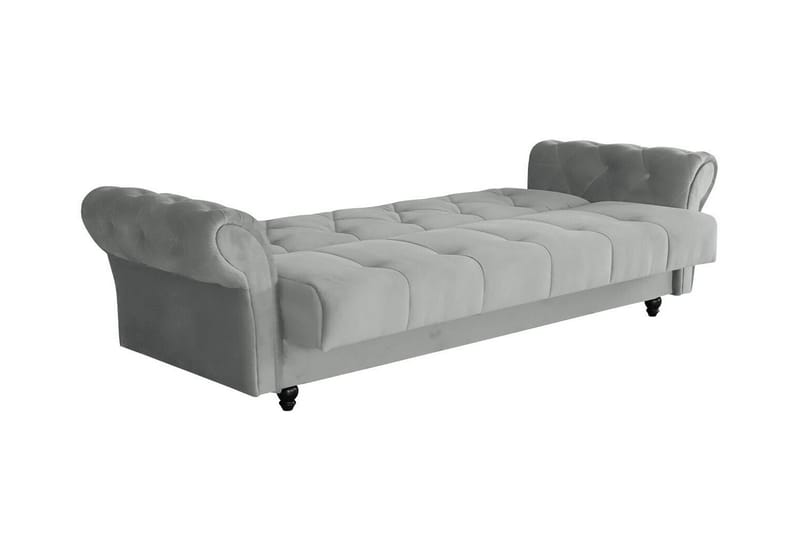 Denegal liten 3-sits Bäddsoffa Längsbäddad i Plysch - Ljusgrå - Möbler - Soffa - Bäddsoffa