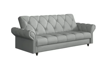 Denegal liten 3-sits Bäddsoffa Längsbäddad i Plysch - Ljusgrå - Möbler - Soffa - Bäddsoffa