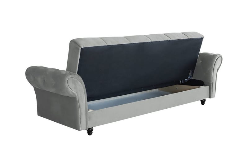 Denegal liten 3-sits Bäddsoffa Längsbäddad i Plysch - Mörkblå - Möbler - Soffa - Bäddsoffa