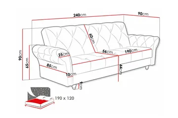 Denegal liten 3-sits Bäddsoffa Längsbäddad i Plysch - Mörkbrun - Möbler - Soffa - Bäddsoffa
