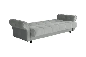 Denegal liten 3-sits Bäddsoffa Längsbäddad i Plysch - Ljusbrun - Möbler - Soffa - Bäddsoffa