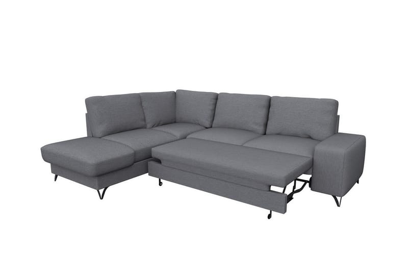 Derry 4-sits Höger L-formad Hörnbäddsoffa med Förvaring i Tyg - Grå - Möbler - Soffa - Bäddsoffa