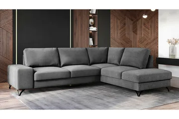 Derry 4-sits Höger L-formad Hörnbäddsoffa med Förvaring i Tyg - Grå - Möbler - Soffa - Bäddsoffa