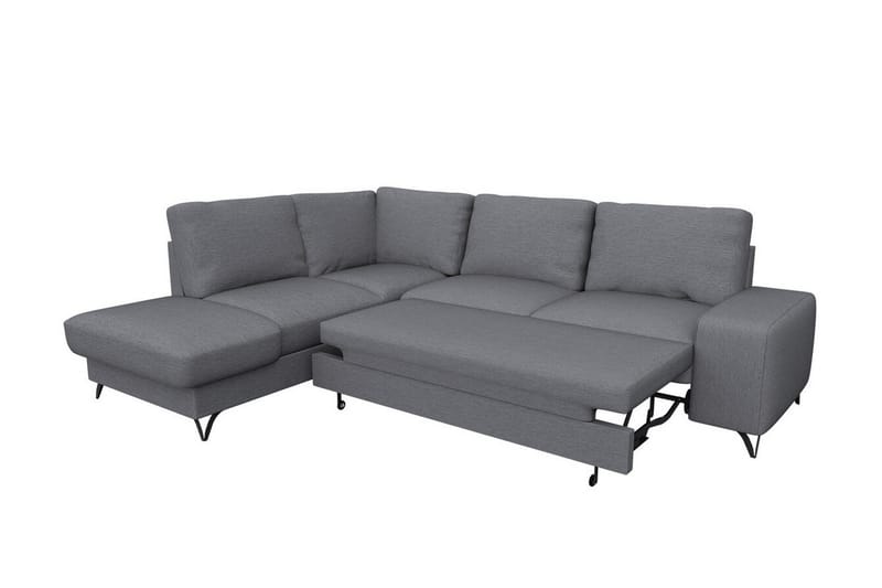 Derry 4-sits Vänster L-formad Hörnbäddsoffa med Förvaring i Tyg - Grå - Möbler - Soffa - Bäddsoffa