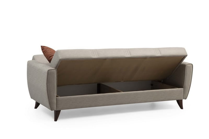 Dewan 3-sits Längsbäddad Bäddsoffa 96x183 cm med Förvaring i Linne - Beige - Möbler - Soffa - Bäddsoffa